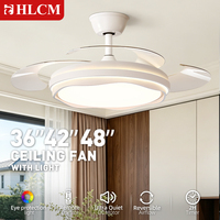 Lampu Kipas Plafon Bunga Modern Motor AC LED 3 Suhu Warna Kontrol Suara Aplikasi Pintar Kontrol Jarak Jauh/Dinding CRI 84.9 36-42-48 inci
