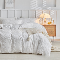 Ensemble de literie en jacquard capitonné beige bohème de luxe, couleur unie, style haut de gamme, décoration intérieure