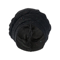 Nuevo Turbante de Color Sólido con Lentejuelas, Gorro Musulmán con Trenza Pequeña, Gorras de Algodón Transpirable con Certificación CE para Uso Diario