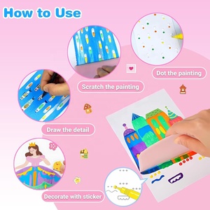 Kit d'art à gratter Magique Arc-en-ciel à presser, Ensemble <span class=keywords><strong>de</strong></span> <span class=keywords><strong>peinture</strong></span> créative avec raclette, Cartes postales DIY, Ensemble d'œuvres d'art en papier à gratter dessinées à la main pour enfants - Product Image 4