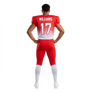 Men's American Football Jersey Set Red White 17 V-Neck Short Sleeve Breathable Moisture Wicking Adjustable Strap Polyester - Product Image 6