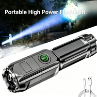 Senter LED Mini Isi Ulang Tahan Air IP54 Jarak Sinar 500-600M Baterai AA Pengisian Daya USB Bahan ABS untuk Berkemah Darurat