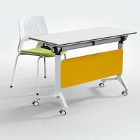 Table de conférence pliante directe usine avec panneau rabattable et roulettes – Bureau mobile pour le bureau, l'école et la formation