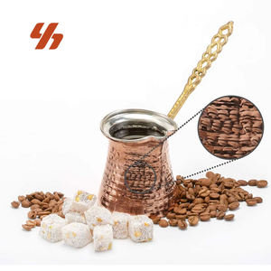 Cafetera hecha a mano de 330ml, cafetera turca, taza de aleación de aluminio martillado, olla de Metal chapada en cobre para café árabe <span class=keywords><strong>griego</strong></span> - Product Image 1
