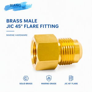 Raccords en laiton anti-corrosion 1/2"3/8" femelle-mâle JIC 45 °   Raccord évasé fileté BSPT pour matériel de tuyauterie marine et de yachts, fabriqué à Taïwan - Product Image 3