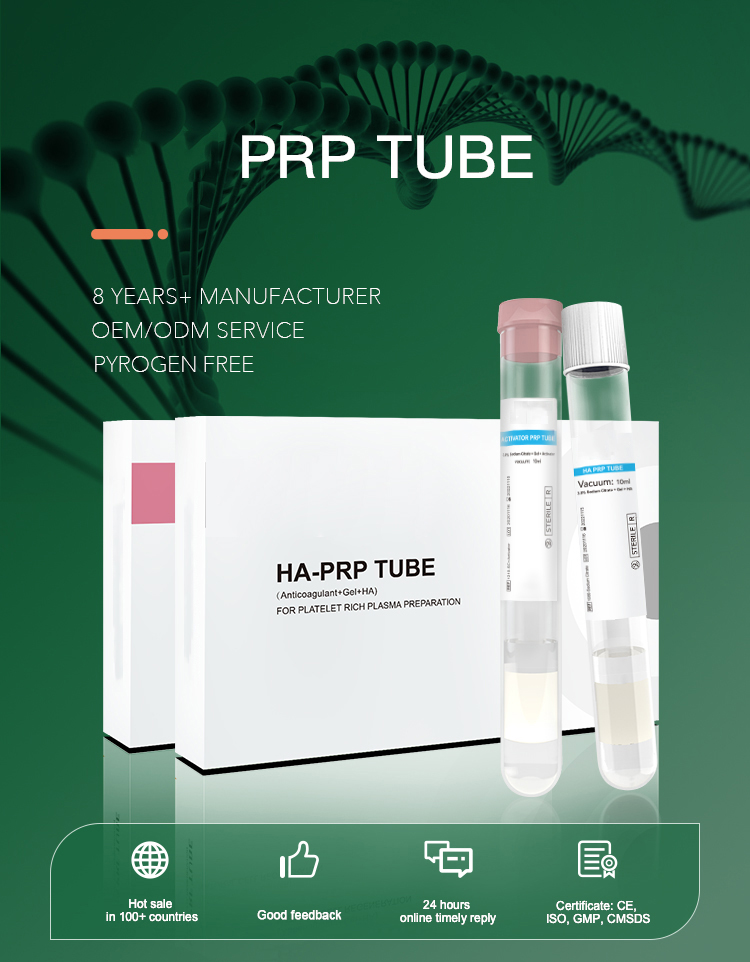 Tubos activadores de PRP de alta calidad para colección de sangre médica de 10 ml