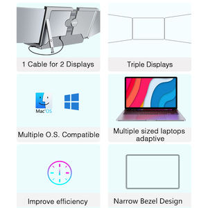 Écran d'extension 3 écrans 14 pouces pour travail mobile, bureau, grand écran LCD FHD, connexion par 1 seul câble, certifié CE, FCC, ROHS, ERP - Product Image 2