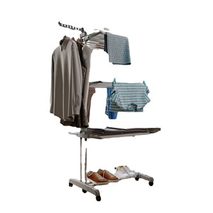 Séchoir à linge télescopique vertical rotatif en fer pour magasin, pliable et extensible, pour serviettes et vêtements - Product Image 4