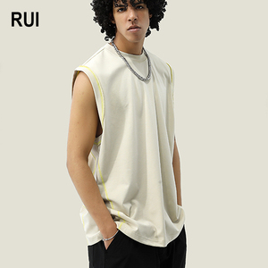 Camiseta sin mangas RUIQUWIN con logo personalizado para hombre, informal, refrescante, con cuello redondo, transpirable, de secado rápido, que absorbe la humedad, para gimnasio, entrenamiento y deportes. - Product Image 1