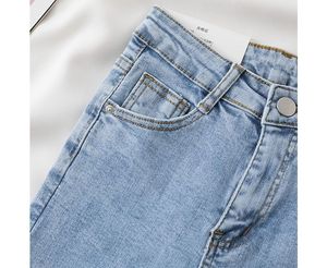 Pantalon en <span class=keywords><strong>jean</strong></span> <span class=keywords><strong>slim</strong></span> personnalisable printemps-automne, grande taille, bleu-gris, coupe crayon, longueur cheville - Product Image 4