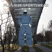 Ensemble survêtement bleu à capuche et pantalon de jogging, coupe ample, grande taille, séchage rapide, respirant, pour femme, printemps