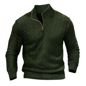 Commerce extérieur 2025 – Nouvelle collection automne-hiver – <span class=keywords><strong>Pull</strong></span> en maille torsadée pour <span class=keywords><strong>homme</strong></span>, <span class=keywords><strong>col</strong></span> semi-<span class=keywords><strong>montant</strong></span> zippé, respirant, lavable en machine, en polyester - Product Image 3