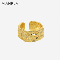 VIANRLA Breitband 18 Karat vergoldeter Ring 925 Sterling Silber klobige Fingerringe für Frauen