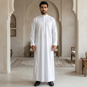 Jubbah Bianca di Alta Qualità, Vendita Diretta dalla Fabbrica di Dubai, Arabia Saudita, <span class=keywords><strong>Abbigliamento</strong></span> Tradizionale Musulmano con Cerniera - Product Image 3