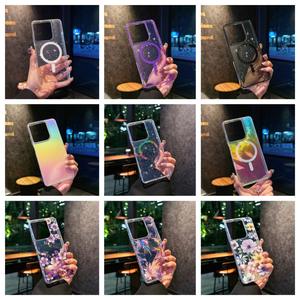 Coque de téléphone tendance avec placage de couleur brillant pour Motorola G Powet 5G, TPU PC, motif plume, coque arrière magnétique pour téléphone portable - Product Image 3