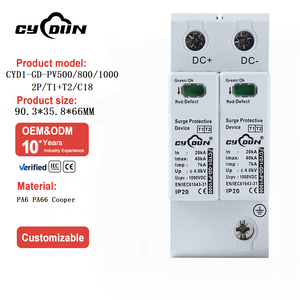 อุปกรณ์ป้องกันไฟกระชาก DC SPD Uc 500V 800V 1000V แบบ <span class=keywords><strong>2</strong></span> ขั้ว IP20 Type1+<span class=keywords><strong>2</strong></span> 20kA-40kA Cooper  ราคาดี - Product Image 1