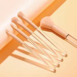 Cheap Promotion Professional Cosmetic Brush Set Clear Handle Soft Hair 5pcs Powder Eye Makeup Brush Set