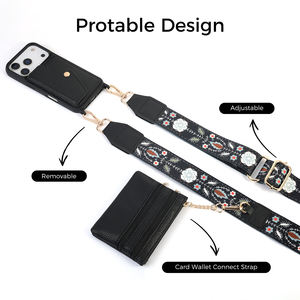 Étui de téléphone portable de luxe en cuir PU avec bandoulière et cordon pour femme, modèle 2025, pour <span class=keywords><strong>iPhone</strong></span> 17 - Product Image 4