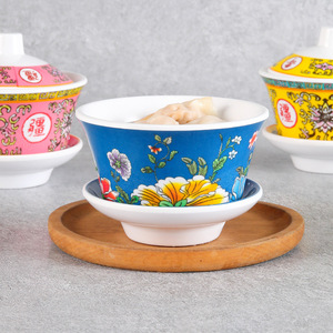 Tazas de té con tapa de melamina, tazones pequeños para hotel, café, té, té de la tarde, diseño estampado - Product Image 3