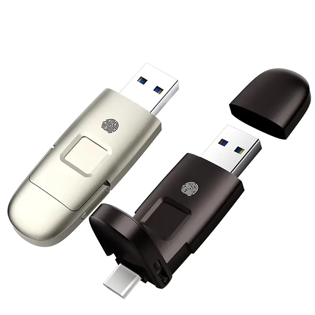 1TB Metal USB3.0 Type C Pendrive Fingerprint Encryption OTG Pen Drive Solid State USB Flash Drive 128G Box Memorydisk