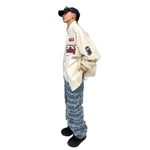 กางเกงยีนส์ทรงสกินนี่ขาดแบบซ้อนกันสำหรับผู้ชายกางเกงสไตล์สตรีทผลิตตามสั่ง - Product Image 5