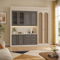 Buffet de rangement moderne en bois avec vitrine à flûtes, style Shaker minimaliste, pour salon, salle à manger et garde-manger, meuble de présentation