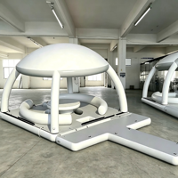 Plateforme flottante gonflable imperméable avec auvent d'ombrage, pont flottant pour fête, idéal pour la mer, le lac, le yacht et la détente