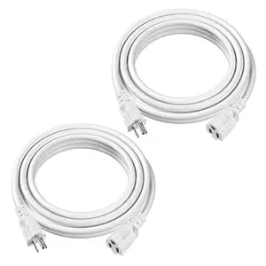 White Heavy Duty Extreme Cold Weather Resistant Waterproof Indoor Outdoor Extension Cord with Lighted Connector