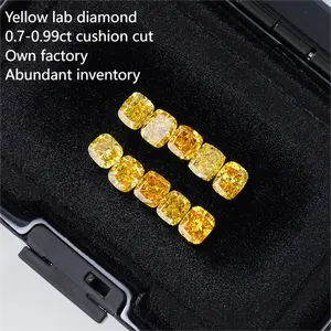 High quality supplier starsgem HPHT cushion shape 0.5-0.99ct colorful yellow fancy color lab grown diamond