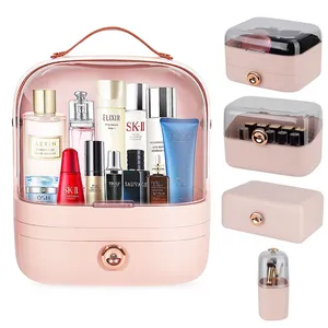 5 in 1 Vanity Makeup Organizer 5 Pcs/Set Cosmetic Storage Box with Make Up Brush Holder Powder Drawer Facial Mask/Lipstick Case