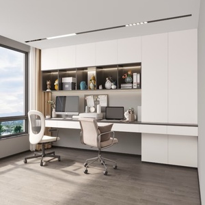 Tùy Chỉnh Hiện Đại Đơn Giản Đồ Nội Thất Gỗ Rắn Đôi Máy Tính Bàn Và Tủ Sách Thực Tế Cho Nghiên Cứu Trong Phòng Ngủ Hoặc Phòng Khách - Product Image 3