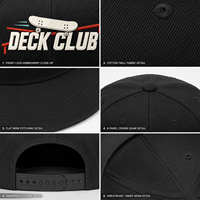 Casquette Snapback à faible MOQ avec broderie graphique Urban Deck, échantillonnage rapide pour les vendeurs de mode jeunesse avec marque privée