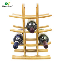 Nouvel arrivage de décoration de comptoir 12 bouteilles de vin organisateur en bois auto-affichage porte-verre à vin support à vin en bambou