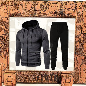Ensemble de survêtement de sport pour homme de style nouveau, à capuche, antibactérien, respirant, en coton/polyester, léger, motif uni, deux pièces, haut - Product Image 3
