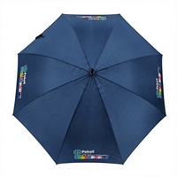 Parapluie de golf droit compact, léger, pratique, ouverture manuelle, double armature en fer, poignée en bois, design imperméable et coupe-vent
