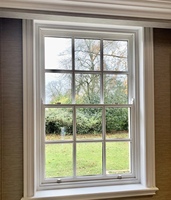 Ventanas Modernas de Vinilo de Doble Hoja para el Hogar, Doble Acristalamiento UPVC con Marco de Aleación de Aluminio, Apertura Vertical, Cortina Colgante