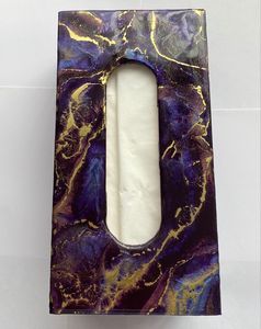 Cubierta de caja de pañuelos de resina de lujo hecha a mano, servilletero de acrílico jaspeado para oficina en casa y regalos - Product Image 2