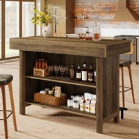 Table de bar de 57,48 pouces, table de pub industrielle de hauteur comptoir avec rangement à 2 niveaux, unité de bar rectangulaire pour la maison avec repose-pieds en métal