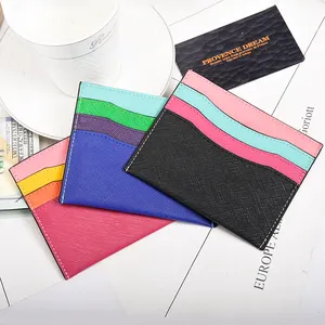 Carteira de couro pequena para cartões femininos de luxo estilo elegante multicolorido com logotipo personalizado linda bolsa para cartões de crédito