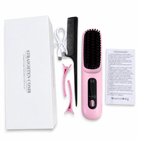 Sisir Catok Rambut Elektrik Nirkabel Custom 3 Tingkat Anti-Kusut Ionik Wanita Portable Mini