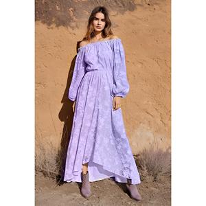 Camicetta Top in cotone elasticizzato con collo quadrato Olaesa moda donna Top blusa in Organza viola manica a sbuffo in cotone elasticizzato - Product Image 6