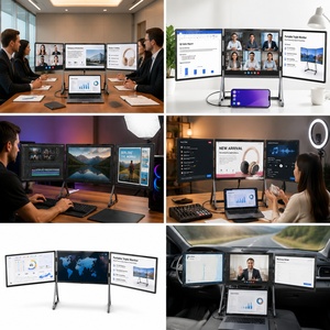 Ekstensi <span class=keywords><strong>Monitor</strong></span> Laptop Portabel Tiga Layar 3*16 Inci, Tampilan Akurat Warna IPS 2.5K, Dapat Dibaca di Bawah Sinar Matahari, Cocok untuk Trading Saham - Product Image 3