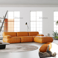 Atunus Nordic Minimalist Pet Scratching Leather Canapé 1 place Chaise Salon Chambre à coucher Bureau à domicile Canapé postmoderne jaune