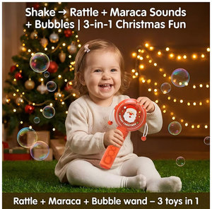 EPT Sonajero de Navidad, Maraca y Varita de Burbujas 3 en 1, Soplador de Burbujas Musical, Sonajero y Maraca de Doble Sonido con Burbujas - Product Image 1