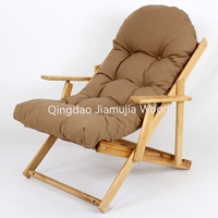 Chaise longue pliante en bois de hêtre, trois positions réglables, chaise longue d'extérieur inclinable avec coussin en éponge