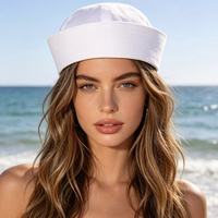 Sombrero de Marinero Clásico Blanco al por Mayor, Gorras y Sombreros de Color Sólido con Logotipo Personalizado, para Fiestas Náuticas de Verano y Halloween