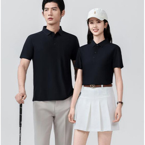 Polo de Manga Corta para Mujer, Negro, Transpirable, de Punto, Ropa de Trabajo de Verano con Logotipo Personalizable, Uniforme Corporativo GJ22-B2 - Product Image 1