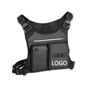 Solid Oxford Fabric Vest Bag Backpack Headphone Jack Running Sports Backpack Outdoor Riding Bag Tactical <b>Chest</b> Bag - Product Image 1