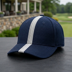 Injae Custom <b>Navy</b> Stripes Luxury 6 Panel Structured <b>Baseball</b> <b>Cap</b> 3D Embroidered Sporty Image Unisex Cotton Sports Adjustable - Product Image 6