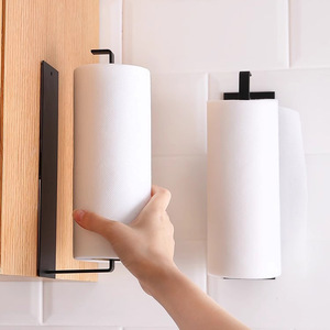 Support mural auto-adhésif Nahe pour essuie-tout sans perçage, blanc/noir, pour rangement de cuisine - Product Image 2